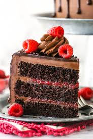 Chocolate cake with raspberries